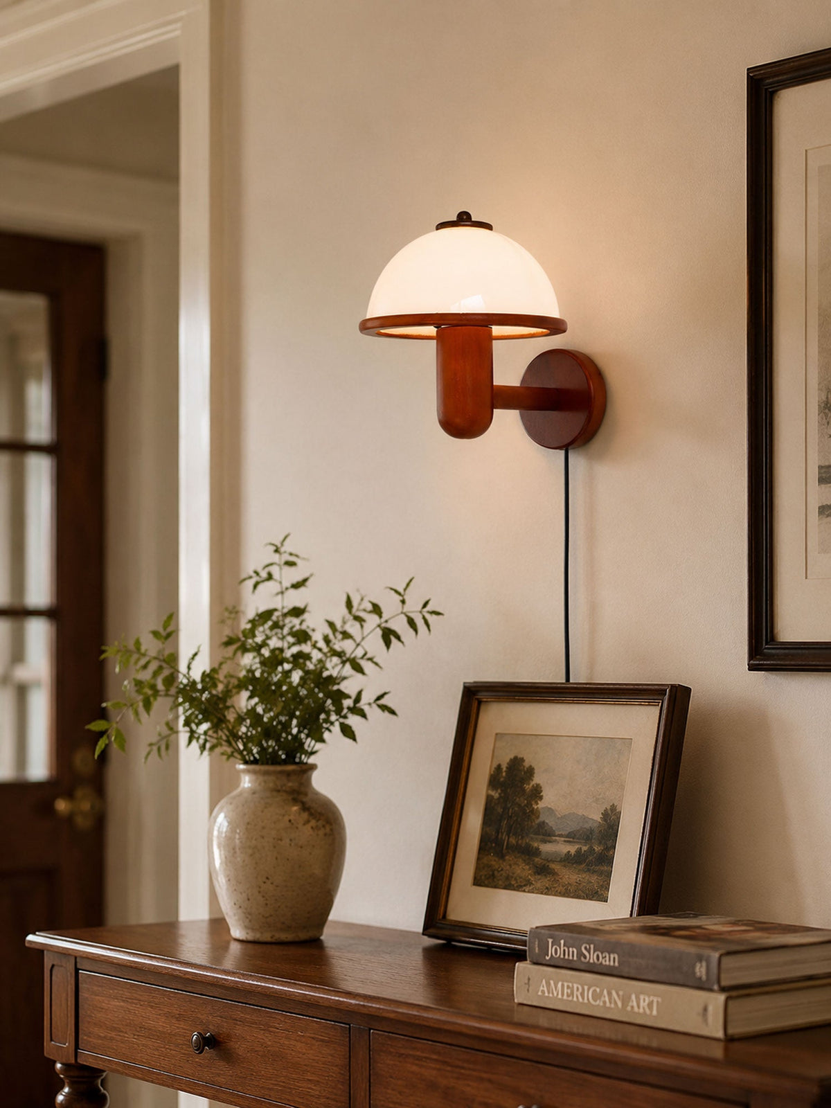 Mushroom-Shaped Wood Wall Lamp, Eco-Friendly — alternate angle
