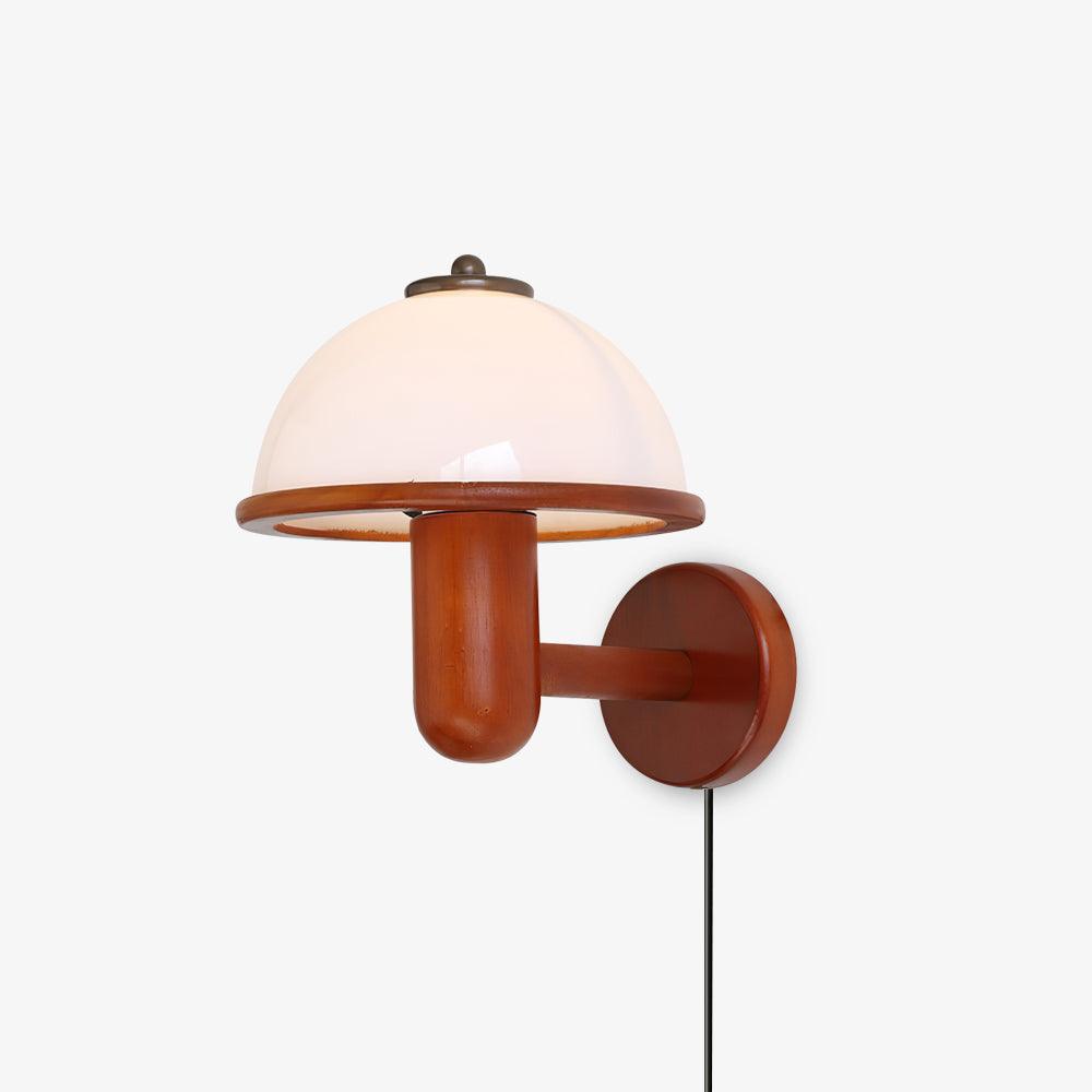 Mushroom-Shaped Wood Wall Lamp, Eco-Friendly — front view