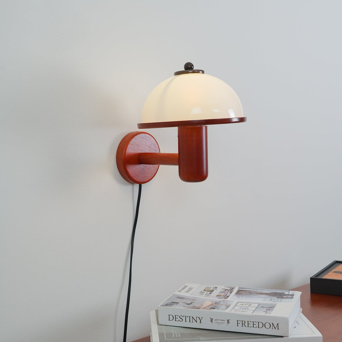 Mushroom-Shaped Wood Wall Lamp, Eco-Friendly