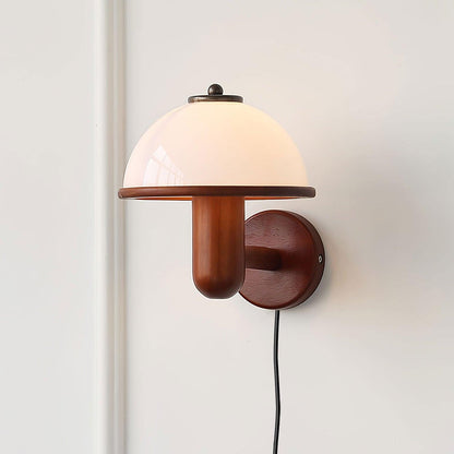 Mushroom-Shaped Wood Wall Lamp, Eco-Friendly