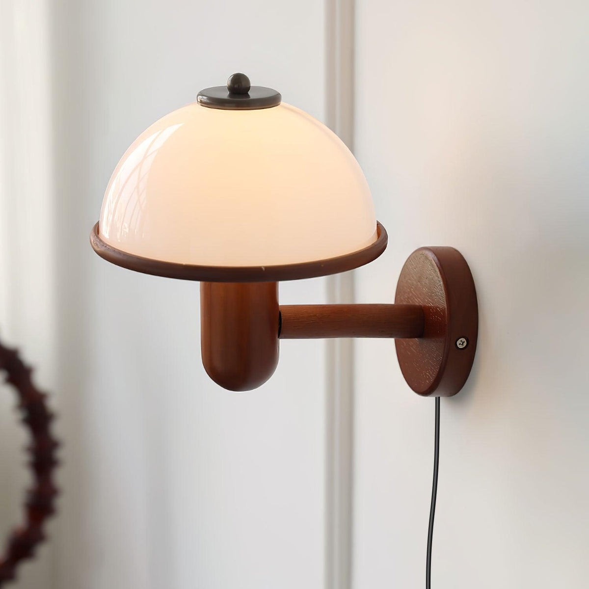 Mushroom-Shaped Wood Wall Lamp, Eco-Friendly