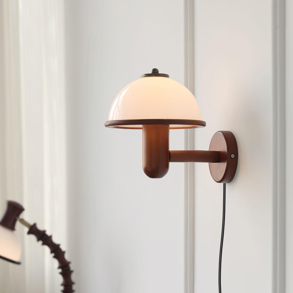 Mushroom-Shaped Wood Wall Lamp, Eco-Friendly