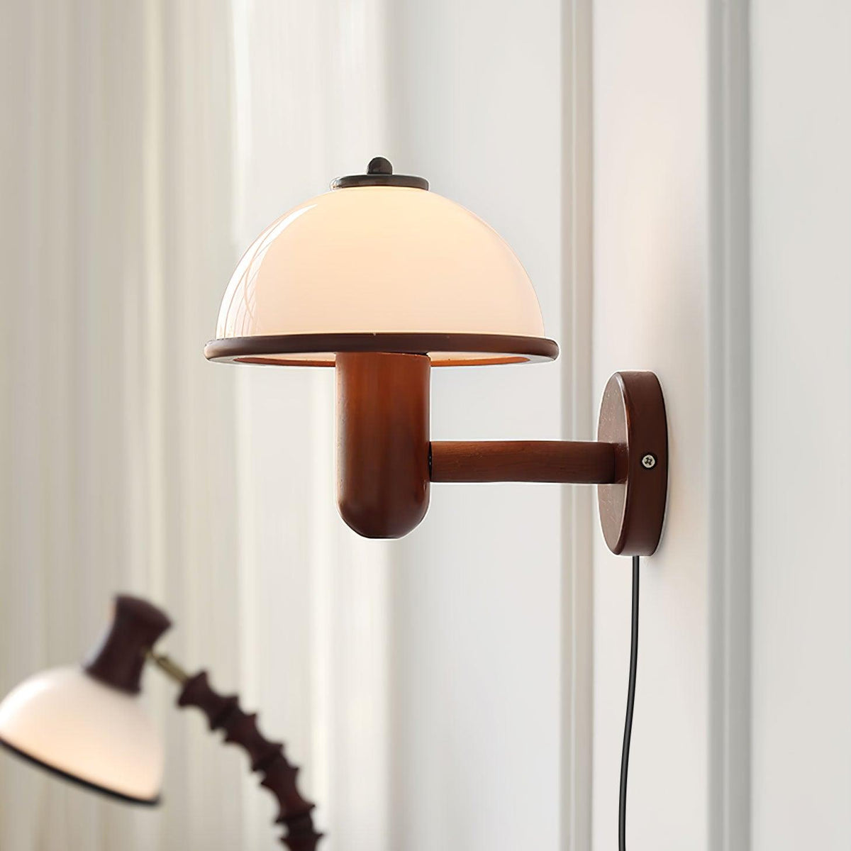 Mushroom-Shaped Wood Wall Lamp, Eco-Friendly