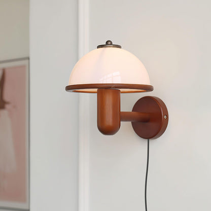 Mushroom-Shaped Wood Wall Lamp, Eco-Friendly