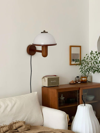Mushroom-Shaped Wood Wall Lamp, Eco-Friendly