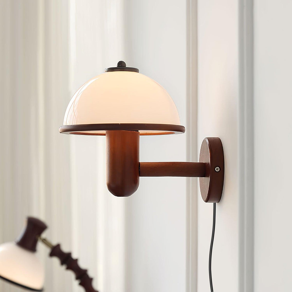 Mushroom-Shaped Wood Wall Lamp, Eco-Friendly