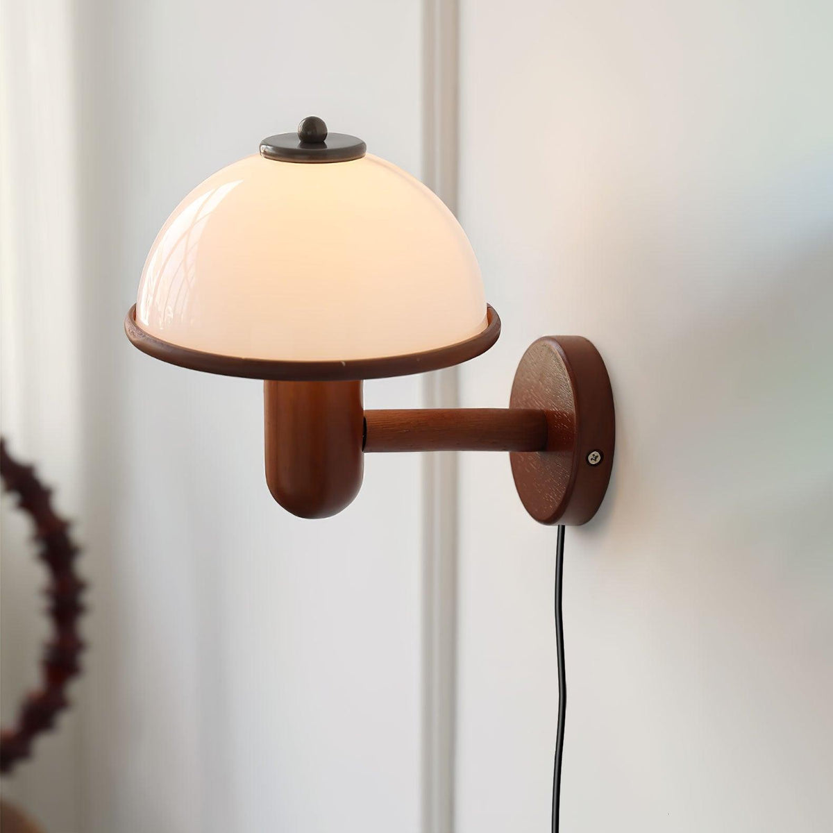 Mushroom-Shaped Wood Wall Lamp, Eco-Friendly
