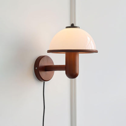 Mushroom-Shaped Wood Wall Lamp, Eco-Friendly