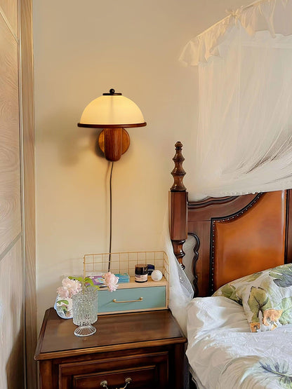 Mushroom-Shaped Wood Wall Lamp, Eco-Friendly