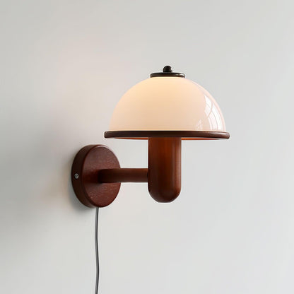 Mushroom-Shaped Wood Wall Lamp, Eco-Friendly