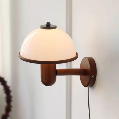 Mushroom-Shaped Wood Wall Lamp, Eco-Friendly