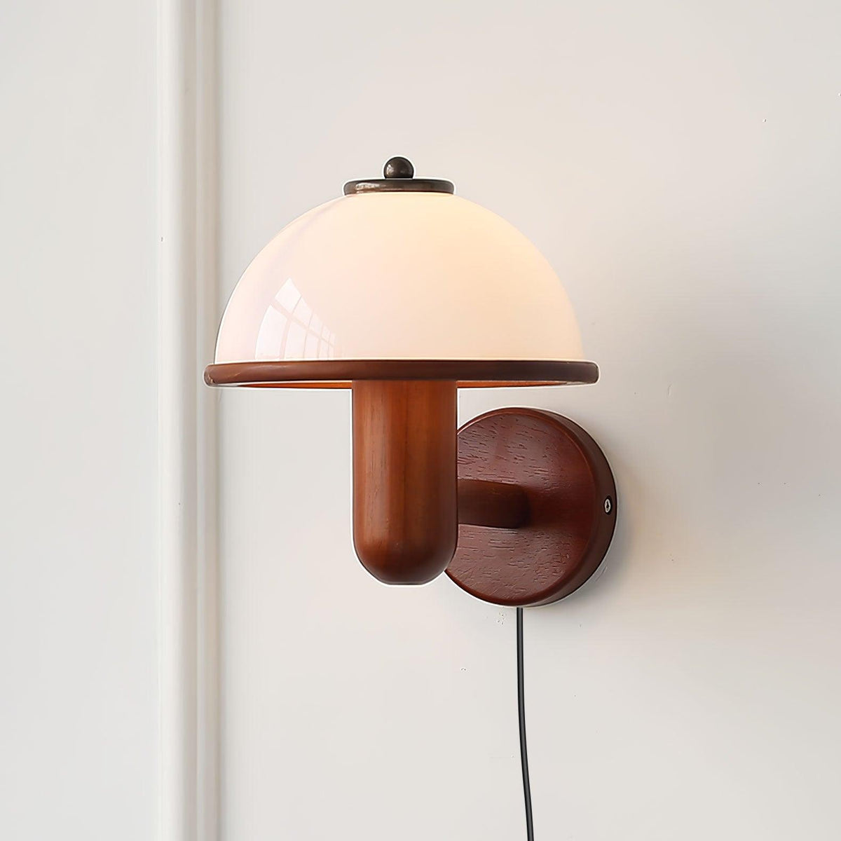Mushroom-Shaped Wood Wall Lamp, Eco-Friendly