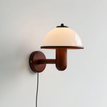 Mushroom-Shaped Wood Wall Lamp, Eco-Friendly