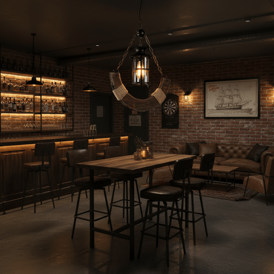 Nautical Industrial Style Wooden Chandelier Position 10