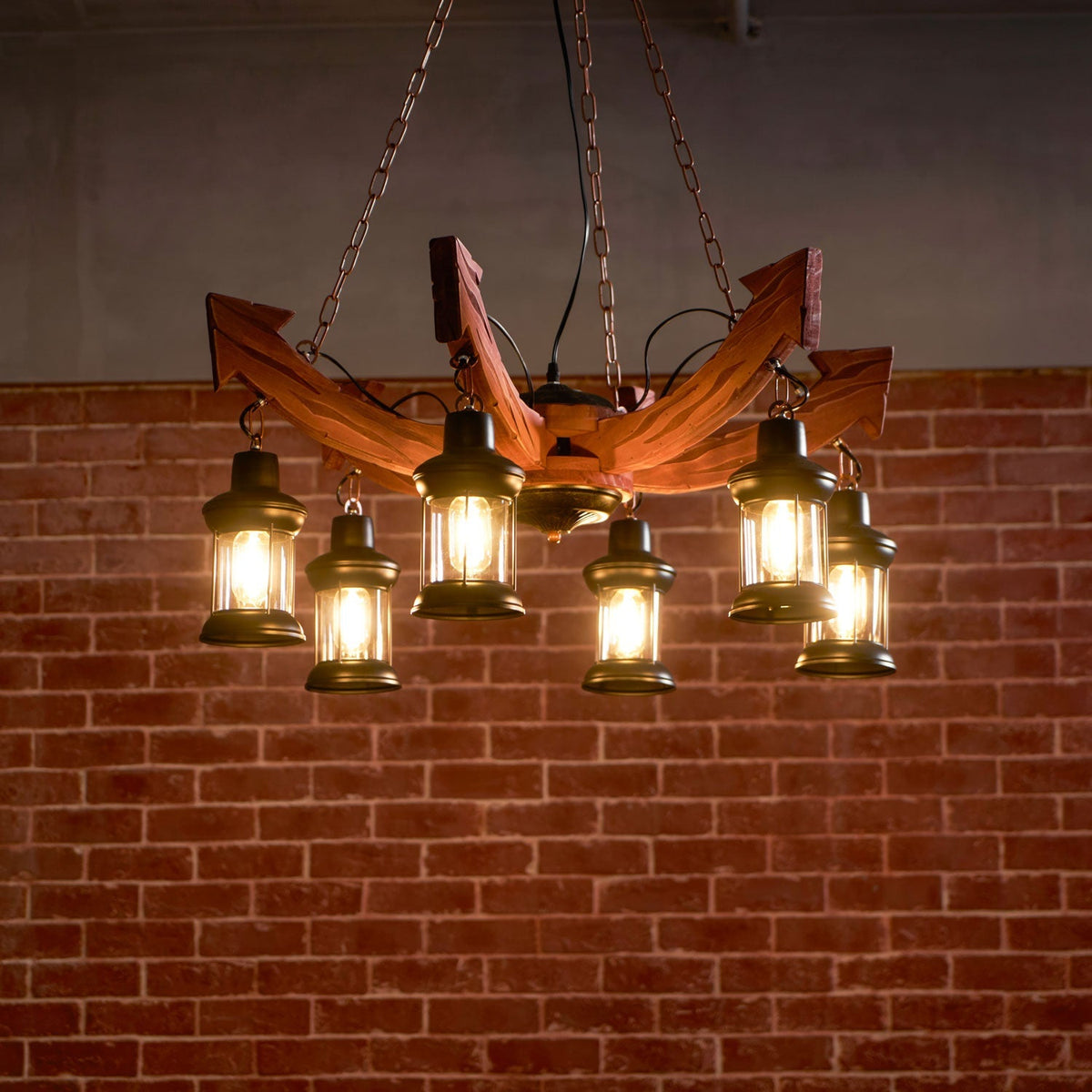 Nautical Industrial Style Wooden Chandelier Position 75