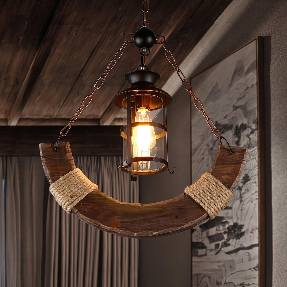 Nautical Industrial Style Wooden Chandelier Position 21