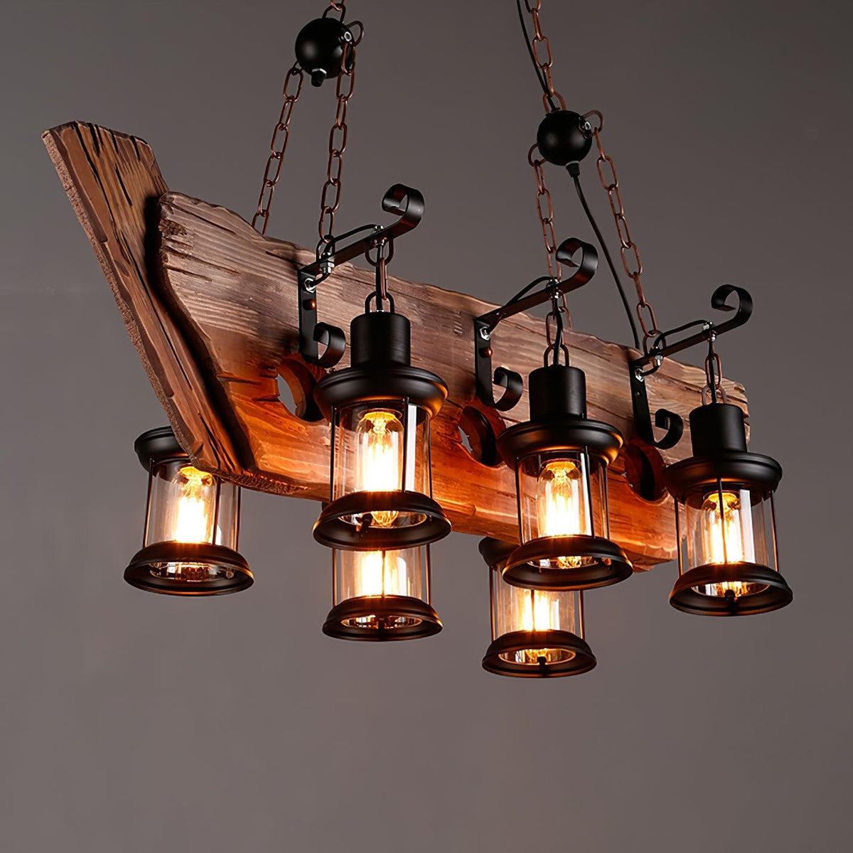 Nautical Industrial Style Wooden Chandelier Position 23