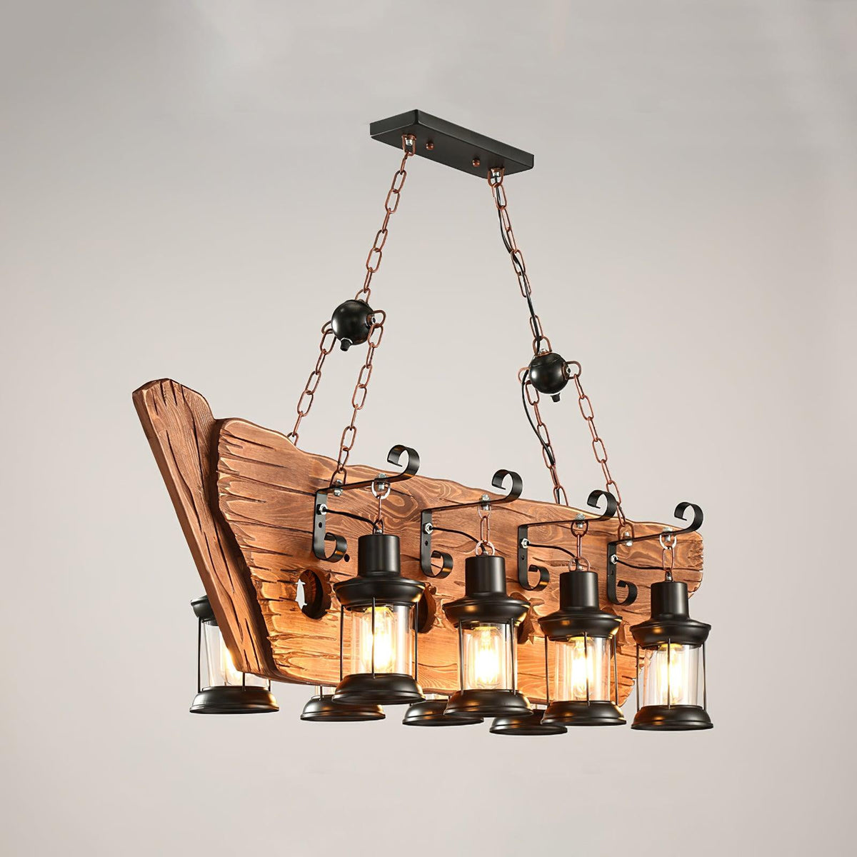 Nautical Industrial Style Wooden Chandelier Position 31