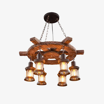 Nautical Industrial Style Wooden Chandelier Position 15