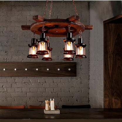 Nautical Industrial Style Wooden Chandelier Position 33