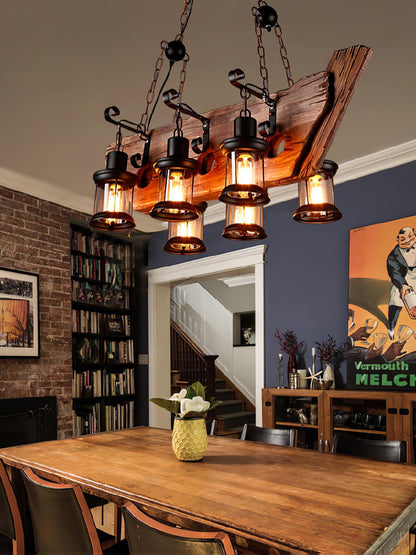 Nautical Industrial Style Wooden Chandelier Position 34