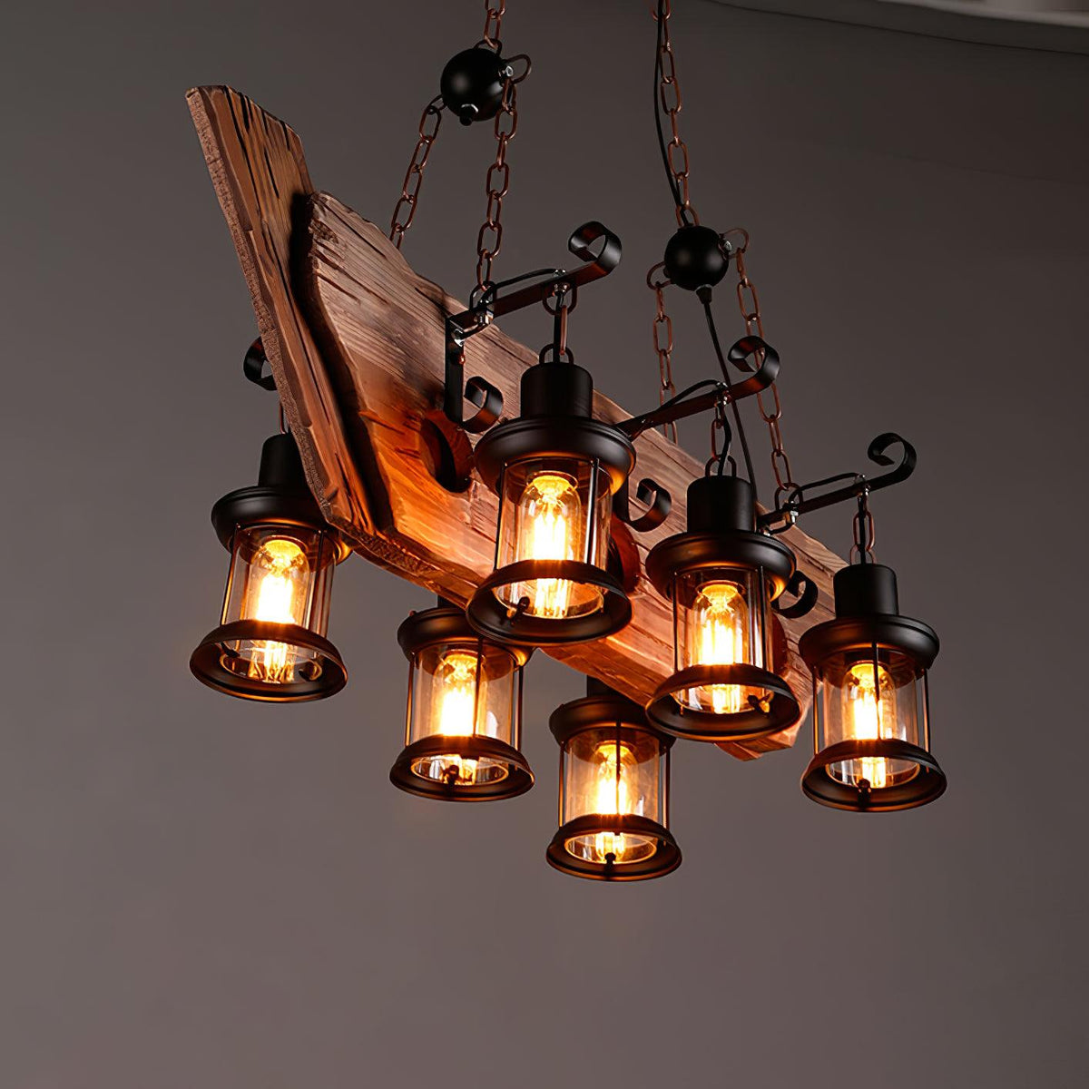 Nautical Industrial Style Wooden Chandelier Position 36