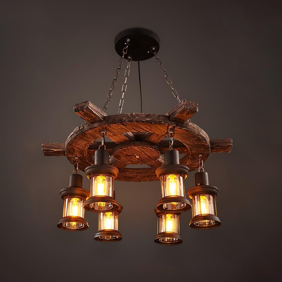 Nautical Industrial Style Wooden Chandelier Position 39