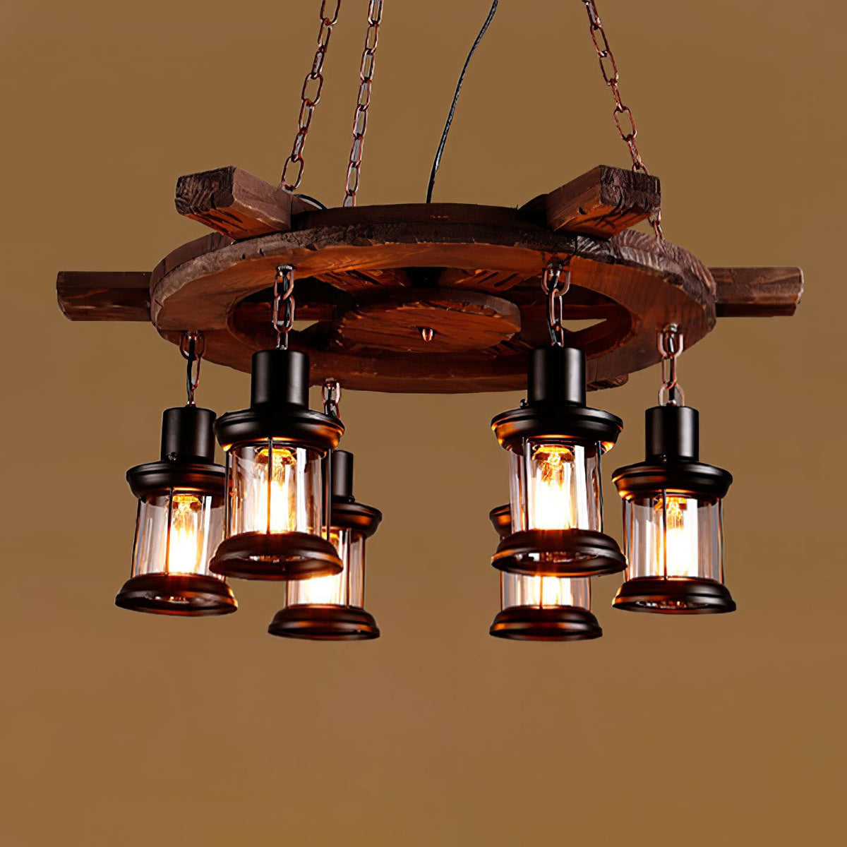 Nautical Industrial Style Wooden Chandelier Position 42