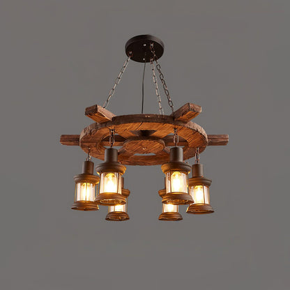 Nautical Industrial Style Wooden Chandelier Position 54