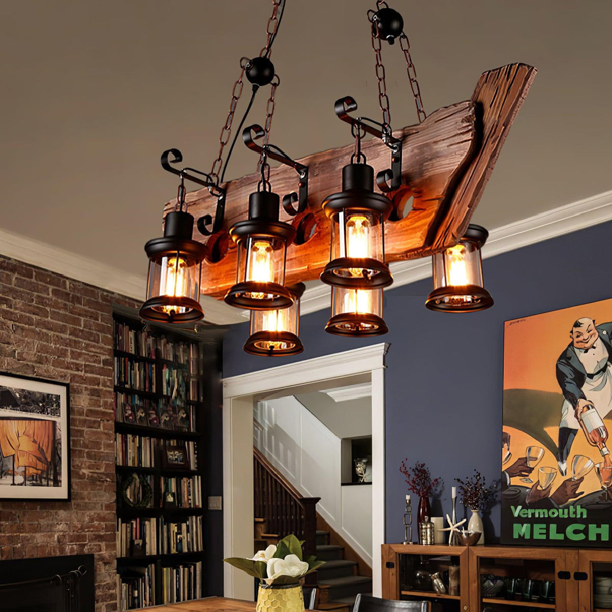 Nautical Industrial Style Wooden Chandelier Position 18