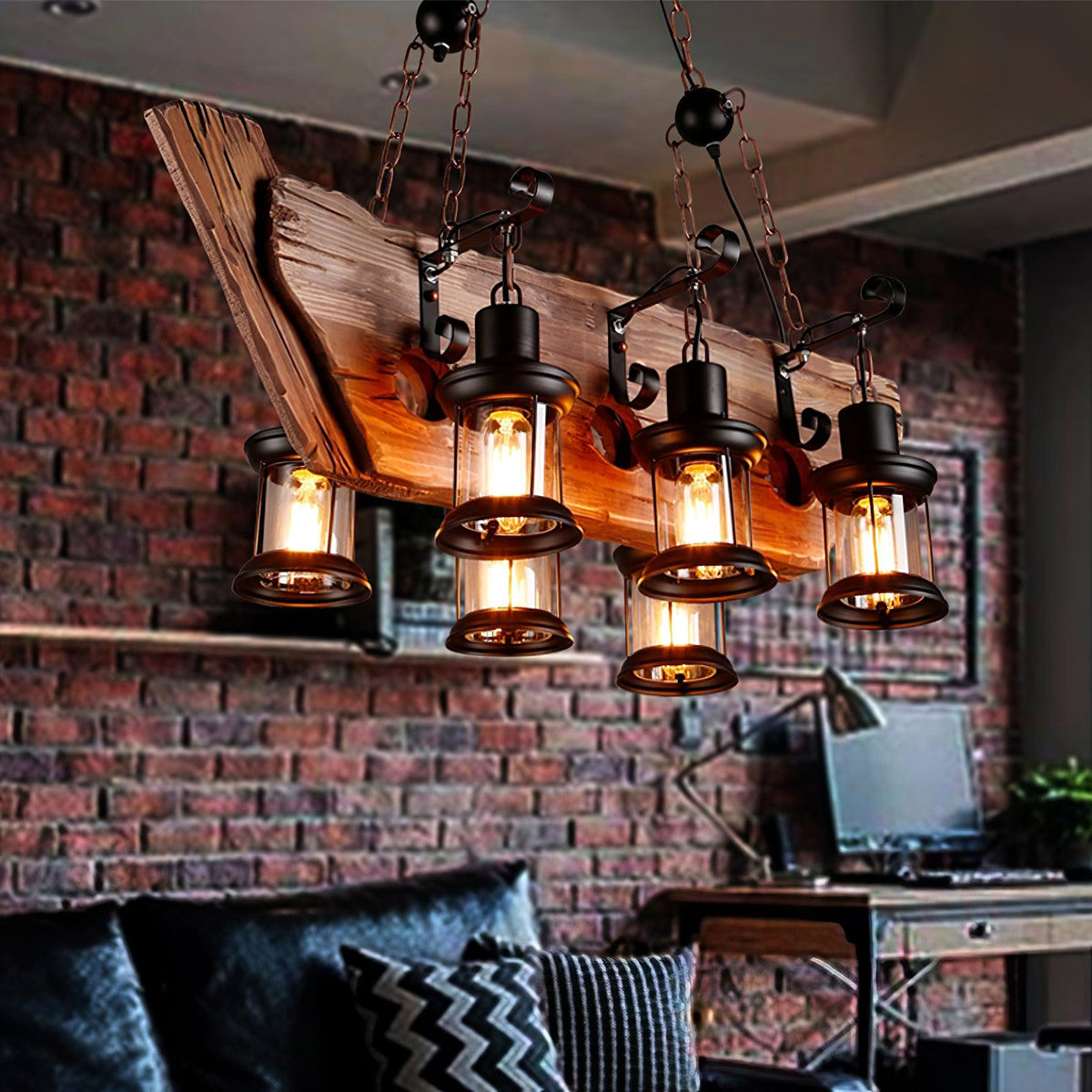 Nautical Industrial Style Wooden Chandelier Position 60