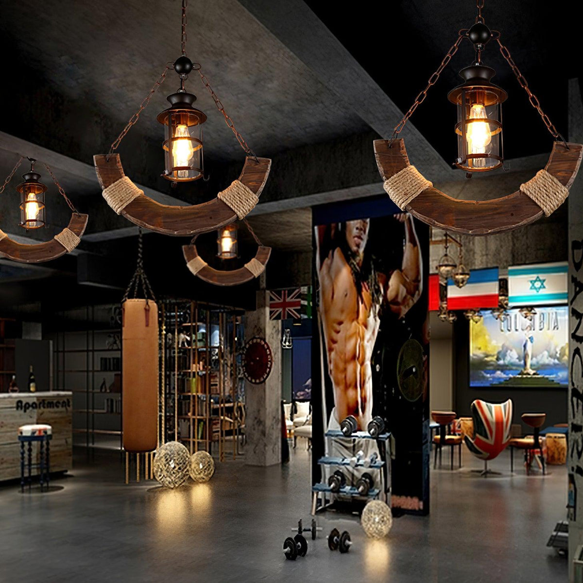 Nautical Industrial Style Wooden Chandelier Position 14