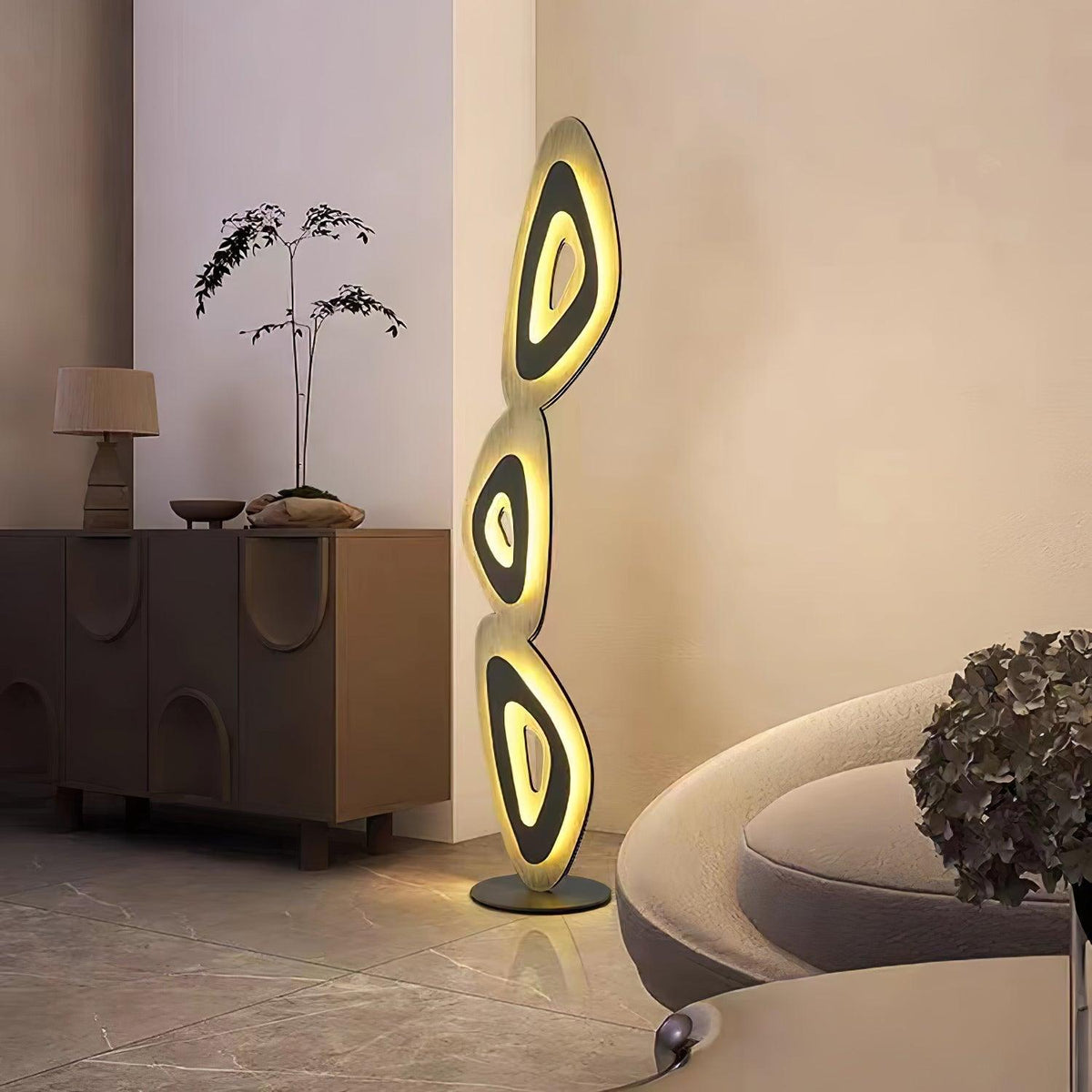 Nevis Adjustable Floor Lamp with Dimmer & Energy-Efficient LED — lifestyle view