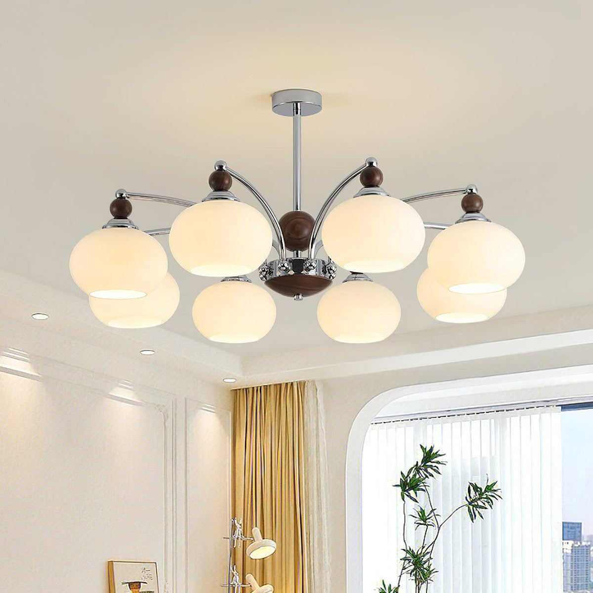 Noir Modern Chandelier with Adjustable Height — lifestyle view