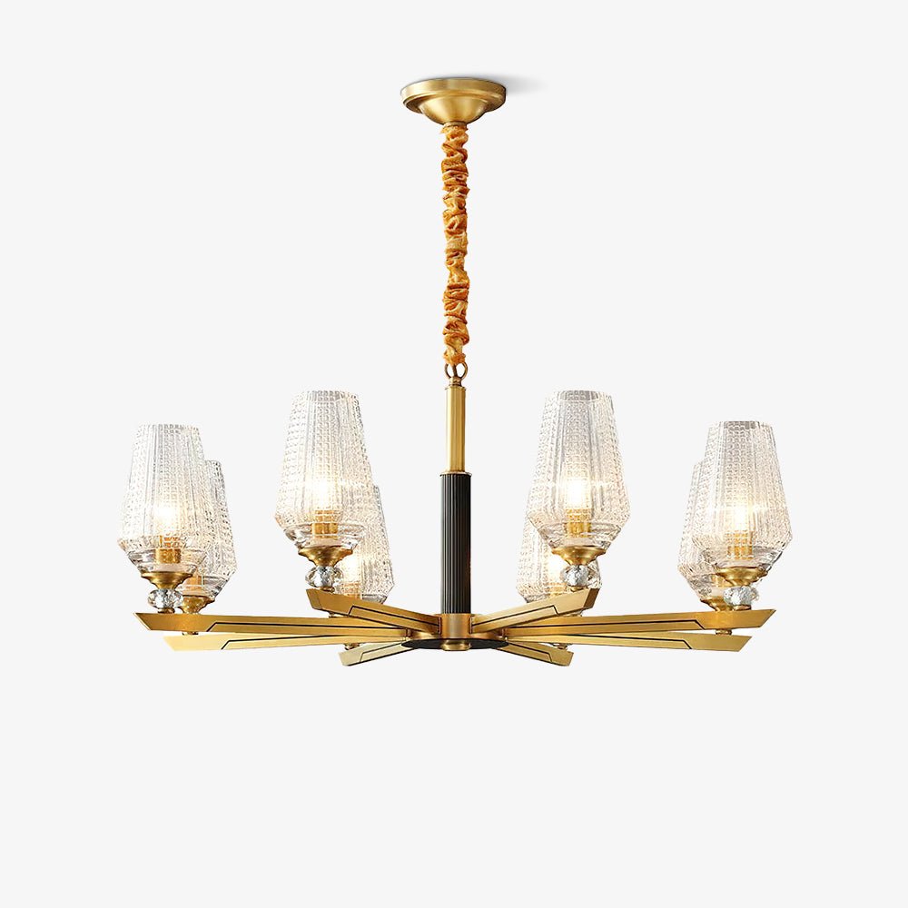 Brass Chandelier with Dimmable Lighting — alternate angle