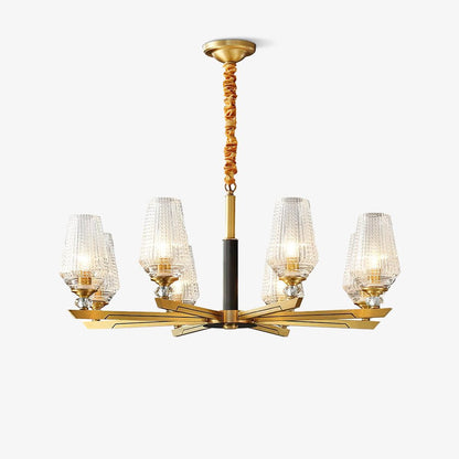 Brass Chandelier with Dimmable Lighting — alternate angle