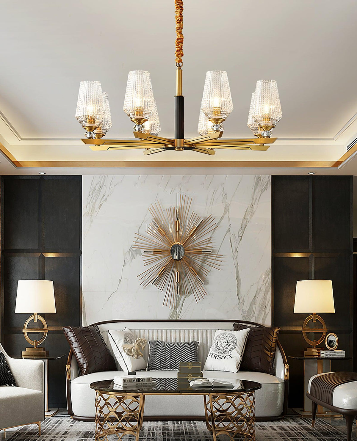 Brass Chandelier with Dimmable Lighting