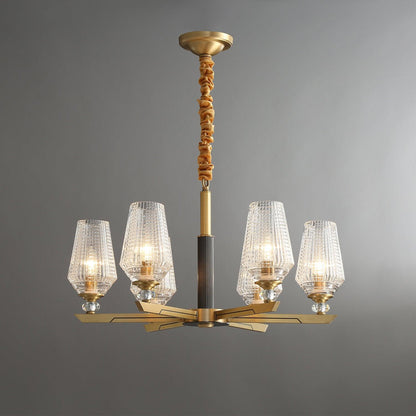 Brass Chandelier with Dimmable Lighting — front view