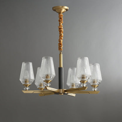 Brass Chandelier with Dimmable Lighting — front view