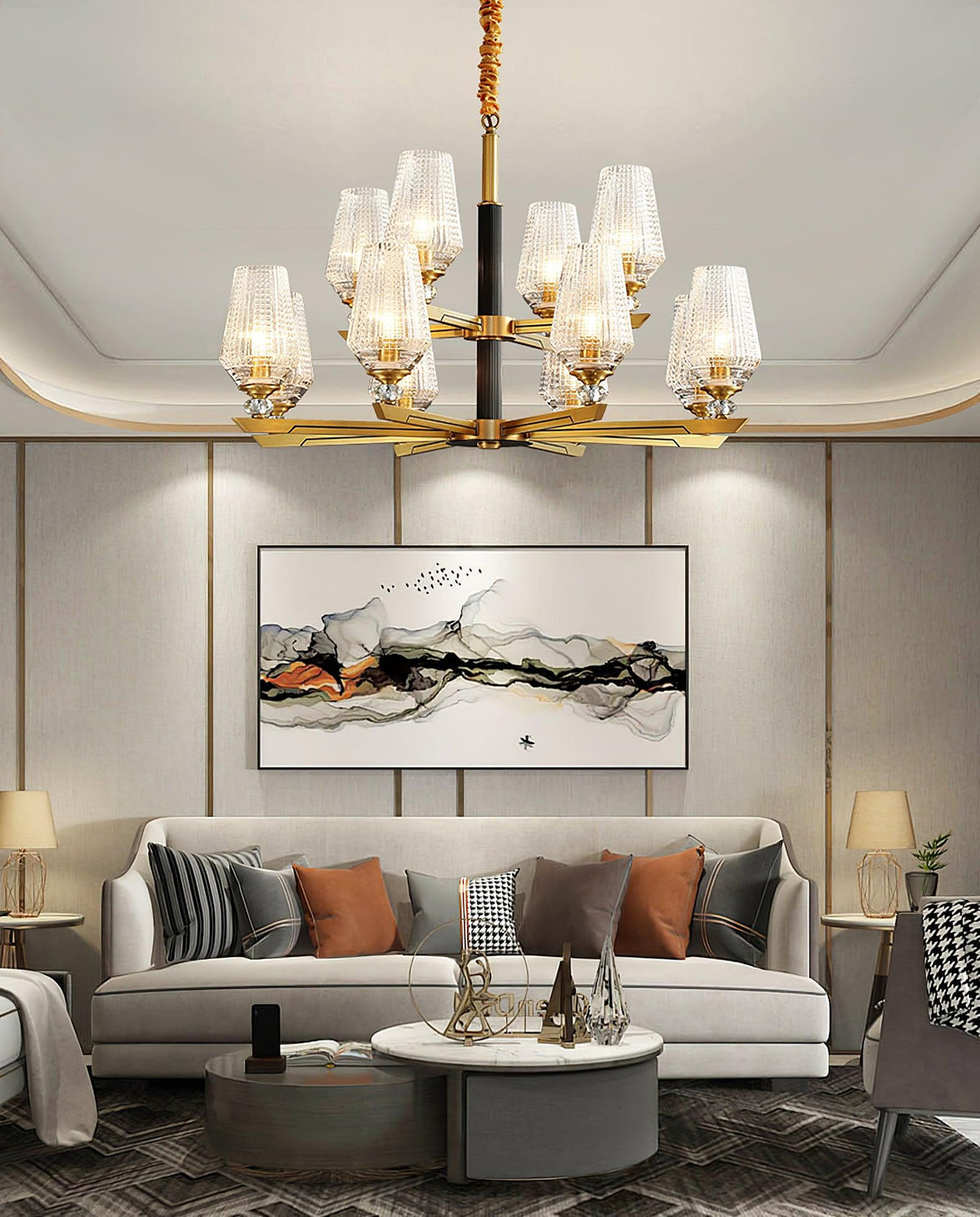 Brass Chandelier with Dimmable Lighting