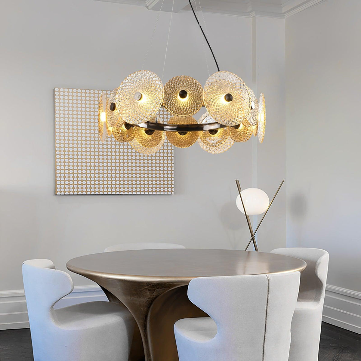 Crystal Chandelier with Dimmable Lighting — alternate angle