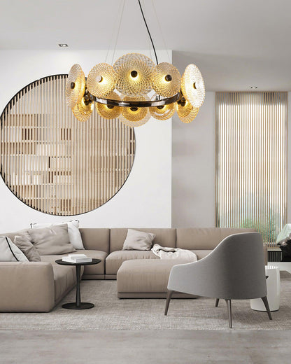 Crystal Chandelier with Dimmable Lighting — front view
