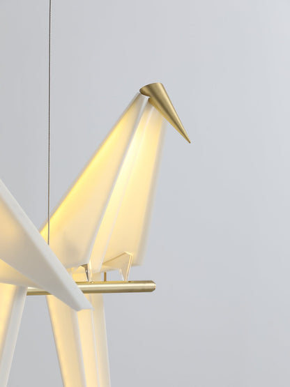 Paper Crane LED Chandelier with Warm Light
