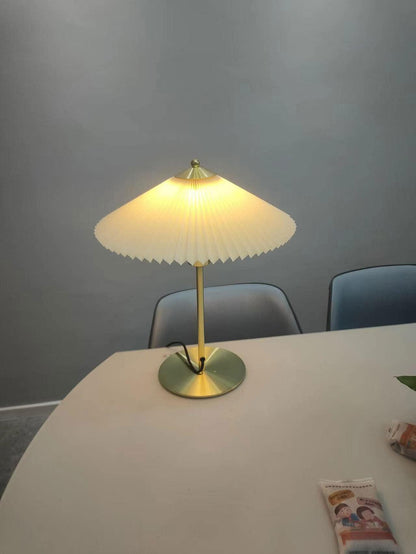 Pleated Table Lamp, Gold Finish