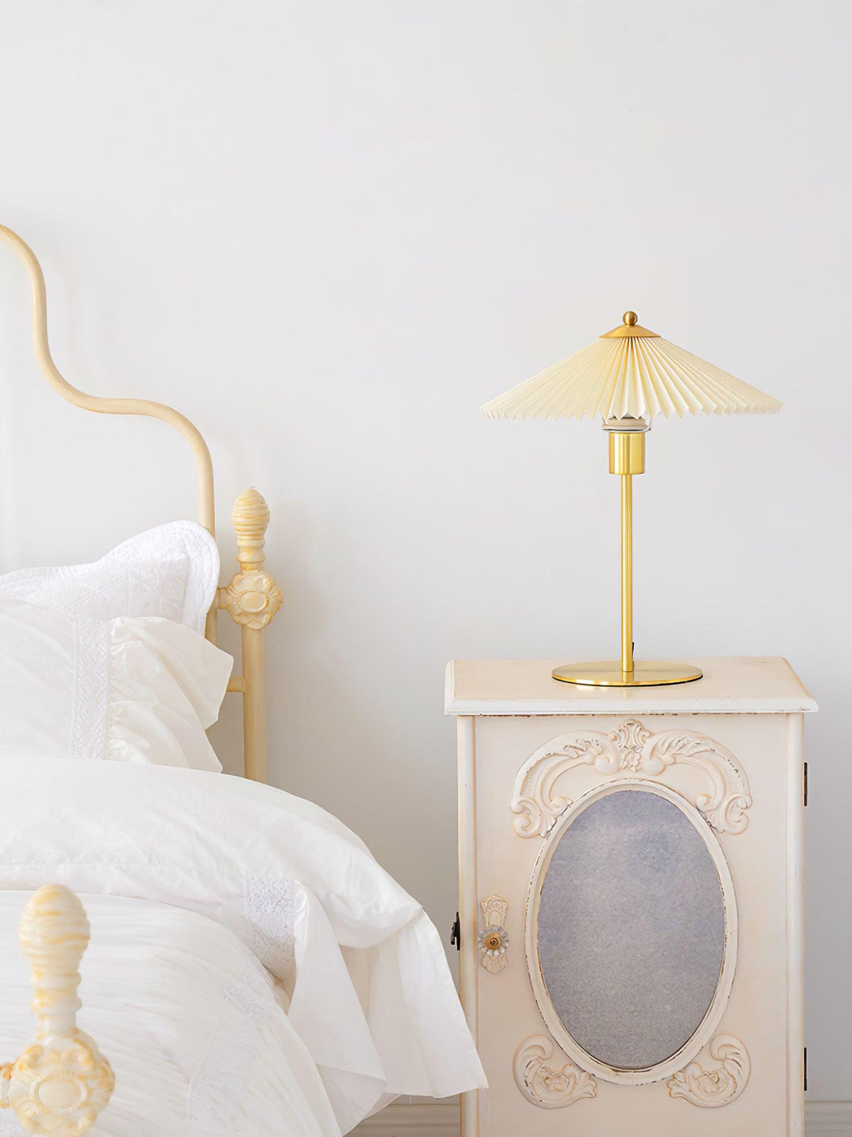 Pleated Table Lamp, Gold Finish