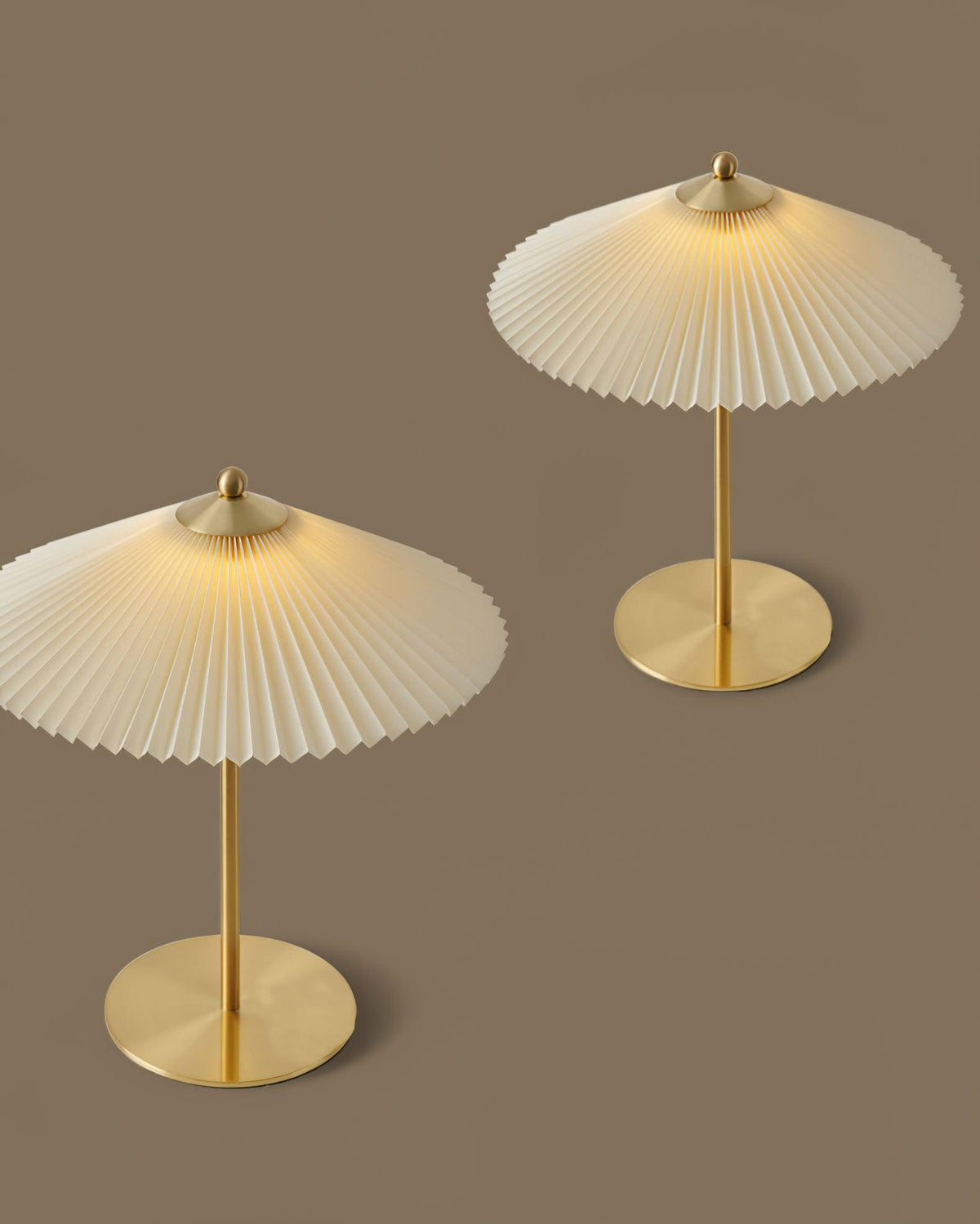 Pleated Table Lamp, Gold Finish
