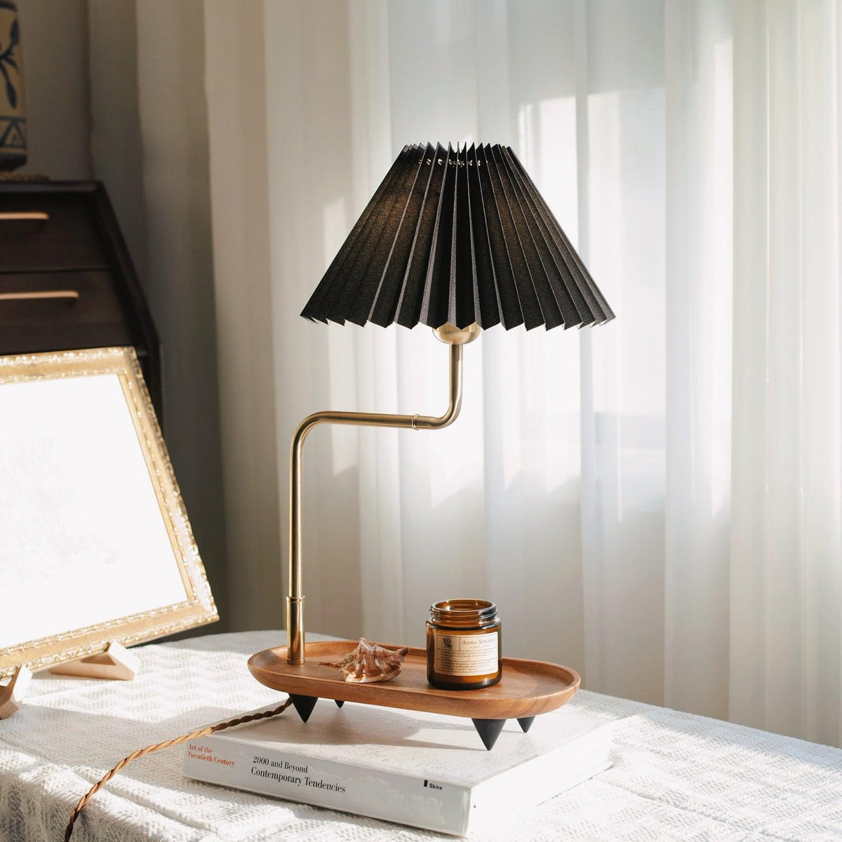 Gold Accent Table Lamp with Adjustable Brightness — side view