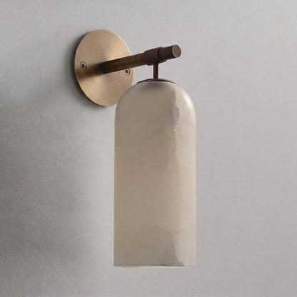 Pillar Alabaster Wall Sconce, Soft Ambient Light — lifestyle view
