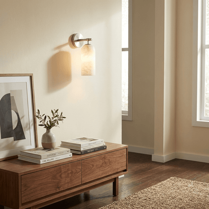 Pillar Alabaster Wall Sconce, Soft Ambient Light