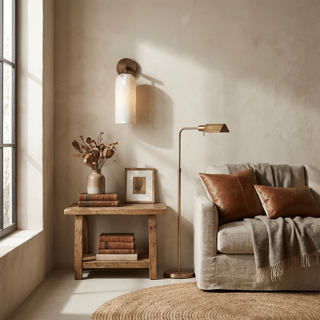 Pillar Alabaster Wall Sconce, Soft Ambient Light